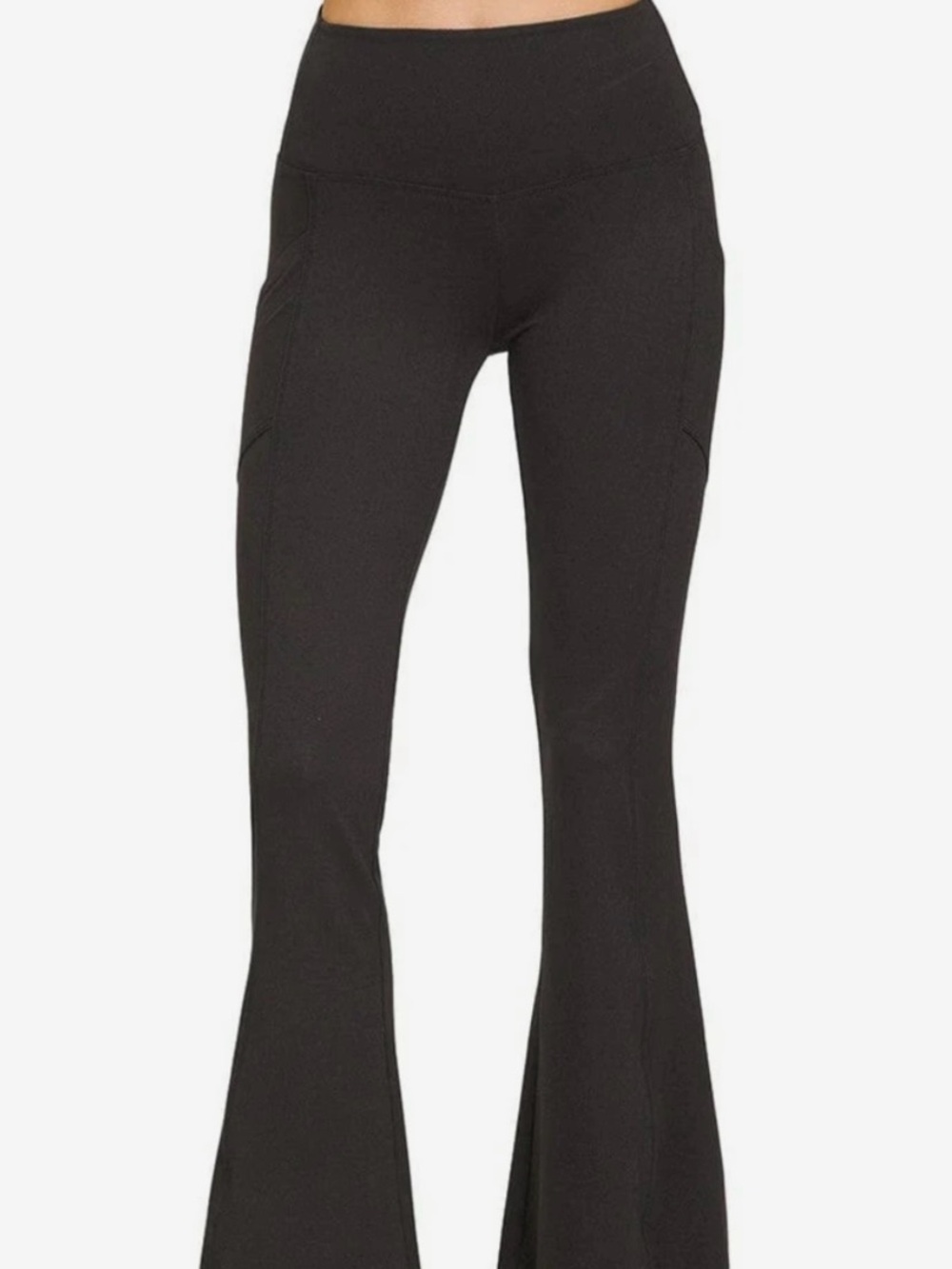 Zenana High-Waist Black Flare Yoga Pants With Pockets NWOT 🌴